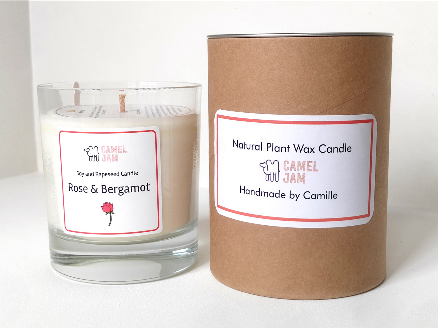 Vegan Rose & Bergamot Scented Candle