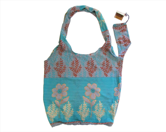 Blue Flower Saree Bag