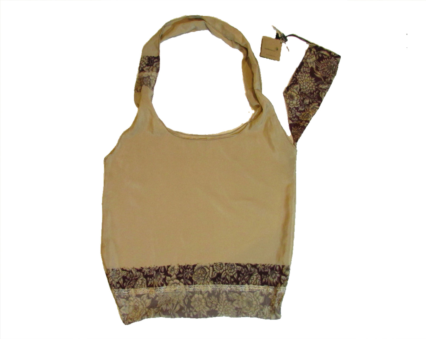 Beige and Burgundy Saree Bag