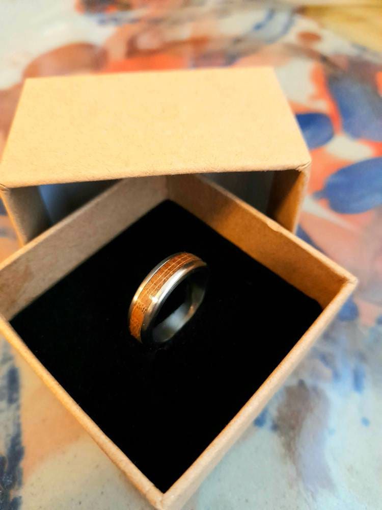 Oak Wood Ring with Titanium core.