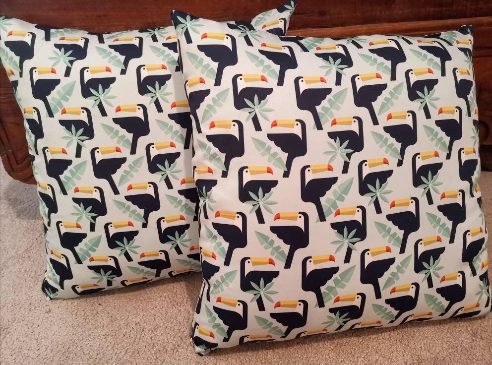 Mint Toucan Cushion