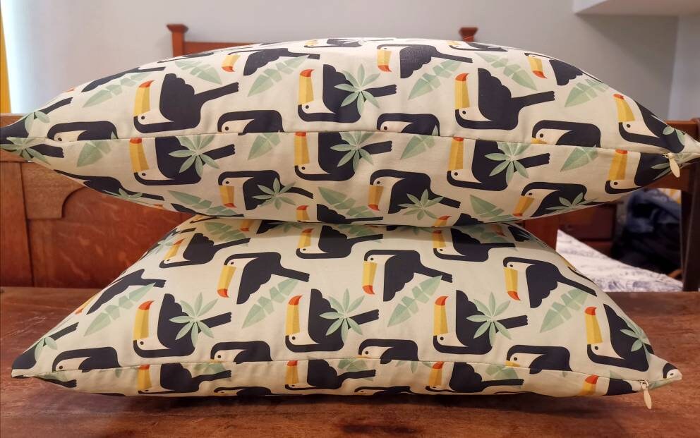 Mint Toucan Cushion