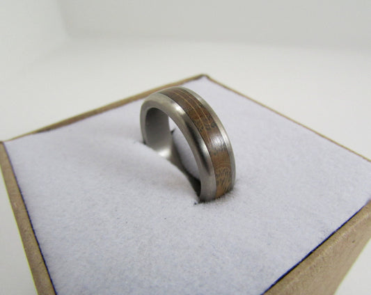 Oak Wood Ring with Titanium core.