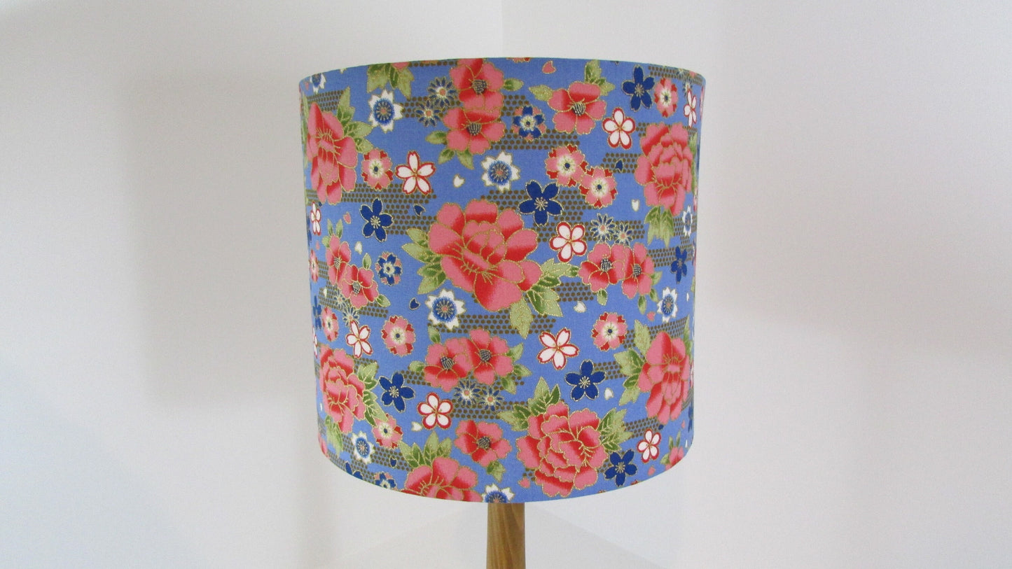 Eco Lampshade Denim and Gold Rose