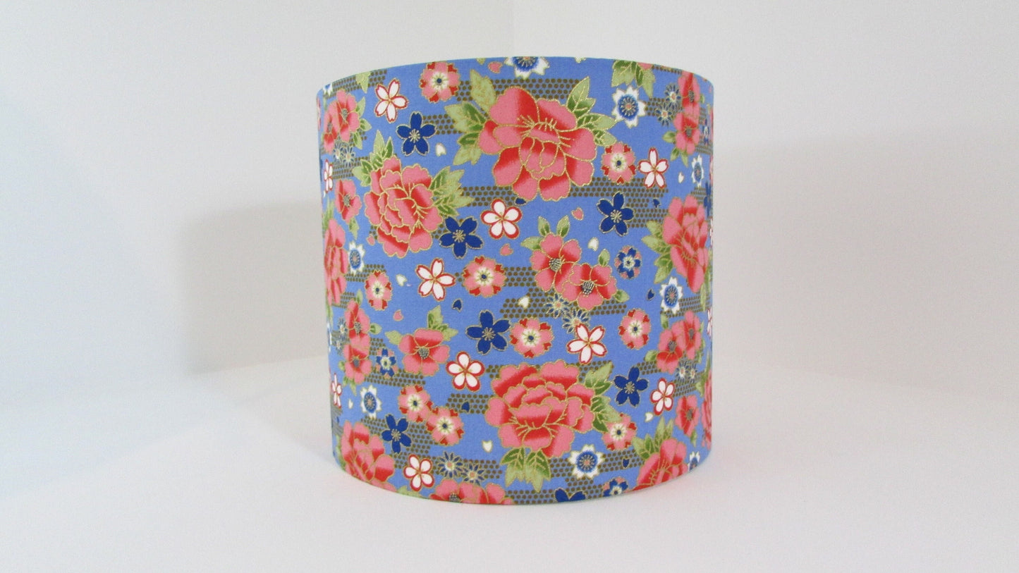 Eco Lampshade Denim and Gold Rose