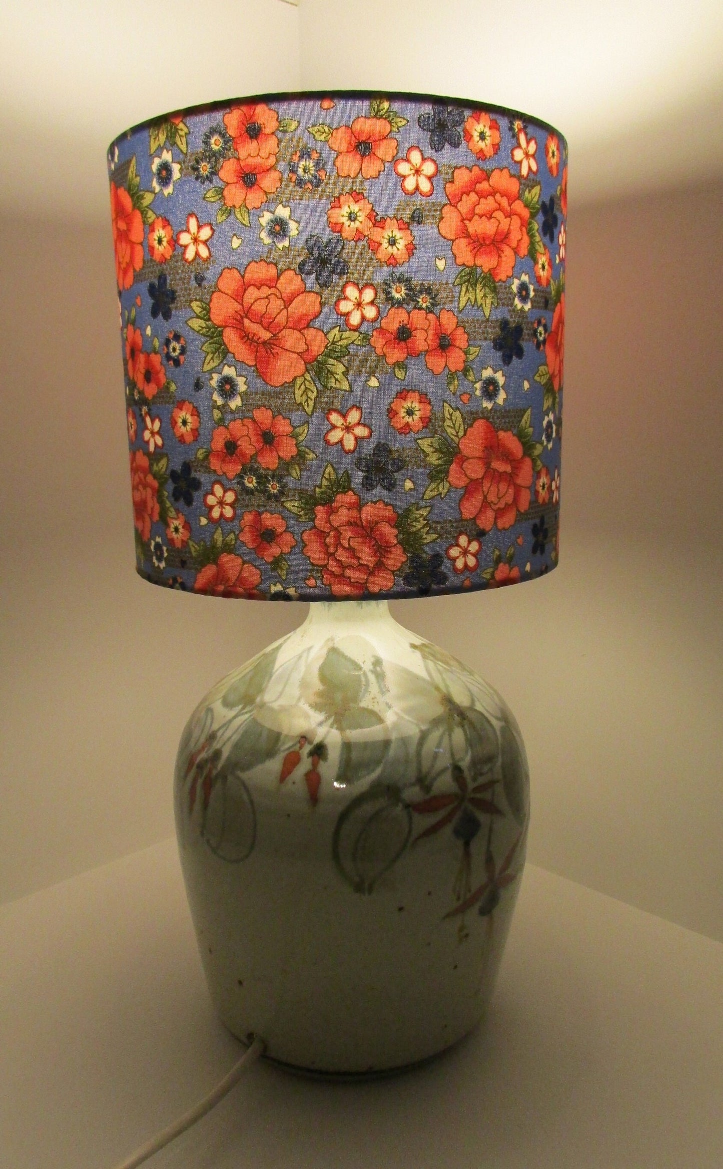 Eco Lampshade Denim and Gold Rose