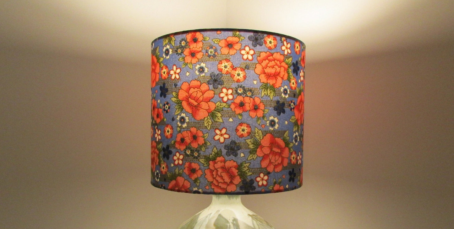 Eco Lampshade Denim and Gold Rose